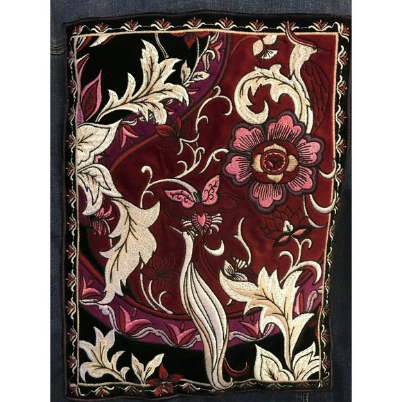 NWT CHICOS Women's Denim Jacket Sz 1 Medium Wash Velvet Patch - Picture 3 of 5